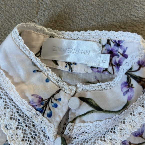 Zimmermann Sleeveless Ruffle and Lace Mockneck Blouse sz 0 - Picture 7 of 11